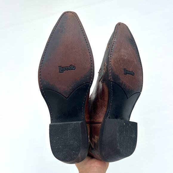 Laredo Men’s Nash Snip Toe Boots 6760 Brown Black Embroidered 10 EW - Picture 10 of 11